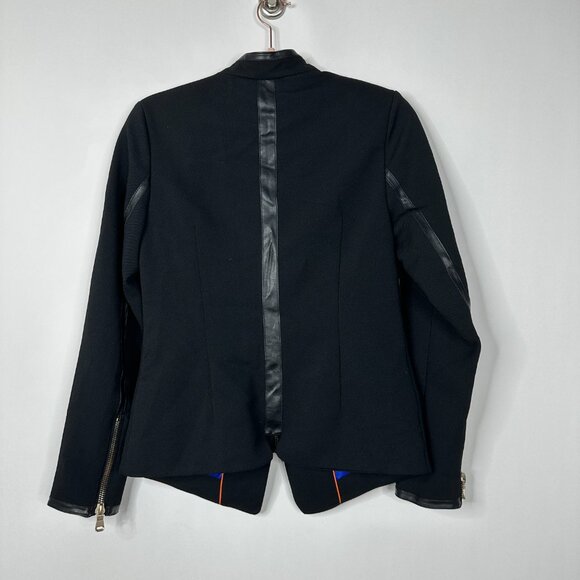 2/$30 Raison D'etre Gold Zipper Moto Blazer Cargo Jacket Black Small #A0487 TRB3 - Picture 5 of 8